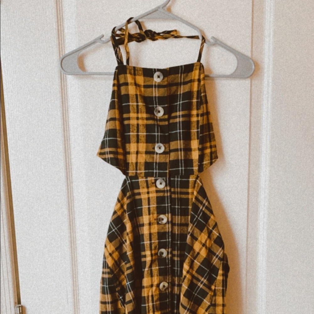 Plaid button up dress